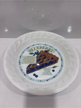 Vintage Himark Golden Pie Collection Blueberry Pie Recipe Ceramic Pie Plate 10”